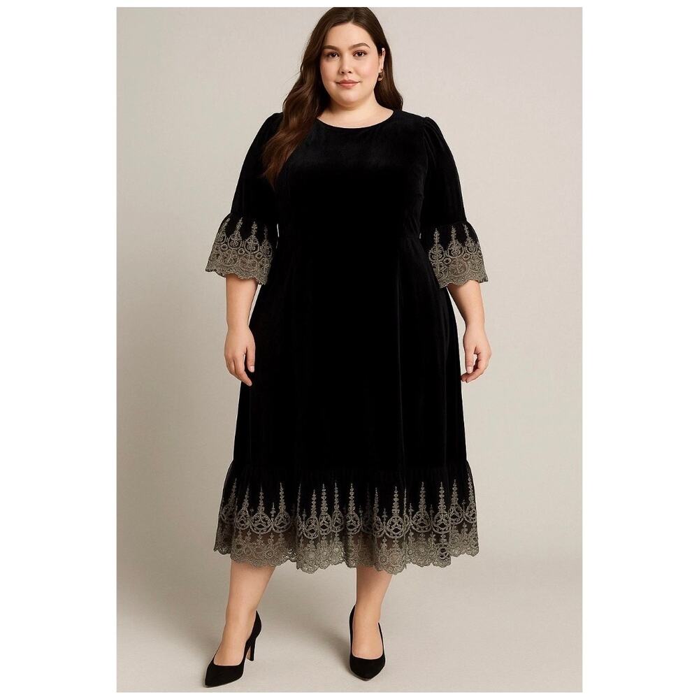 Tuckernuck Pomander Place Black Velvet Lilith Lillith Dress XXL Holiday Elegant